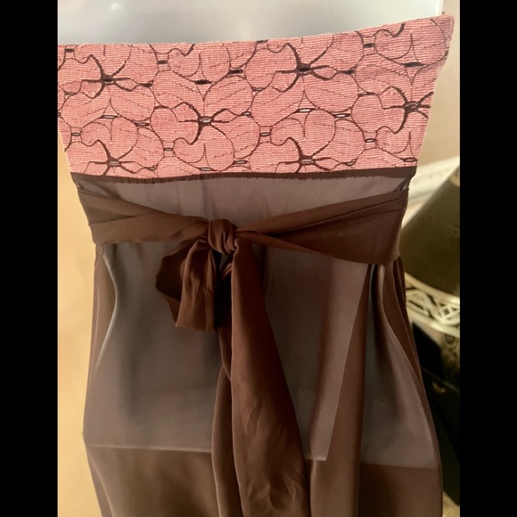 Flowy Chocolate Sheer Strapless Top/Dress Rose Floral Lace Top - Picture 6 of 11